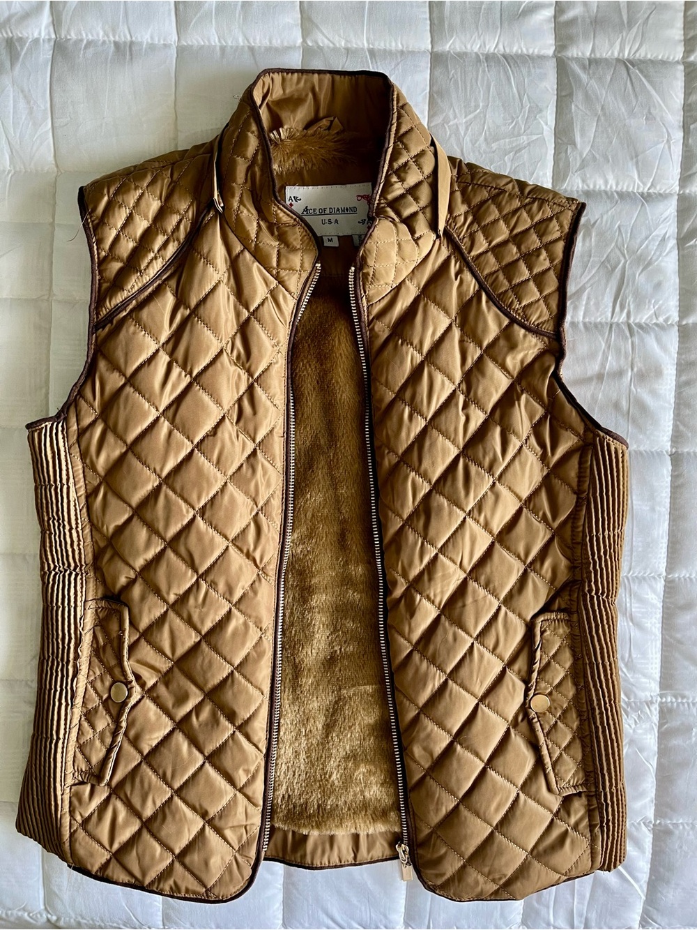 Ariat Quilted Camel Brown Vest with Plush Lining
